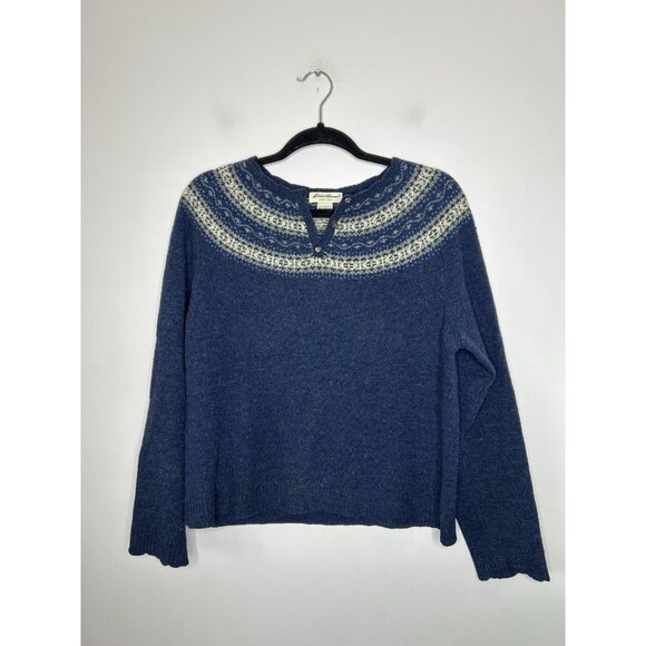 Eddie Bauer 100% Lambswool Ski Sweater Long Sleeve Womens 90s Vintage Size Large - Picture 1 of 7